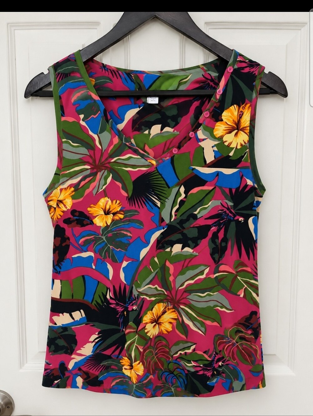 Chicos Floral Botanical Tank Top Sz 0 (Sm)